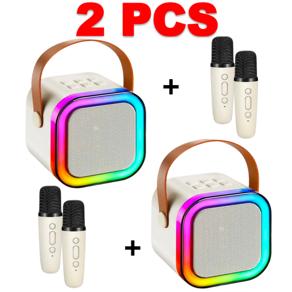 Karaoke Machine for Kids,2026 New Mini Portable Karaoke Toys, Karaoke Speaker with 2 Wireless Microphone & Light for Home Party for Adults(2PCSWhite)