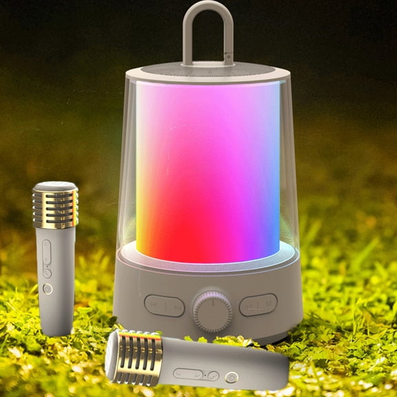 Karaoke Machine for Kids Adults with 2 Wireless Microphone and Light,Bluetooth Mini Speaker Singing Machine for Birthday, Family,Home Party