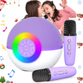thumbnail image 1 of Mini Karaoke Machine Speaker for Kids Adults, Portable Bluetooth Microphone Song Toys with LED Light, Best Chritmas Birthday Festival Gift for 3 4 5 6 7 8+ Year Old Girls Boys (Purple-2MIC), 1 of 8