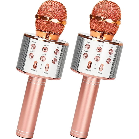 Karaoke Microphone for Adults Kids 2 Pack, Wireless Bluetooth Microphone for Singing Portable Handheld Karaoke Machine Home KTV Player Support iPhone\/PC or All Smartphone