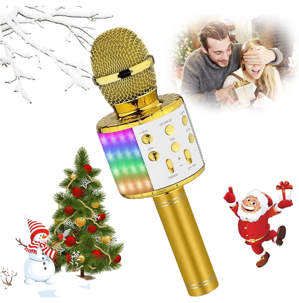 Karaoke Microphone, Bluetooth Microphone with LED Dynamic Light Effects