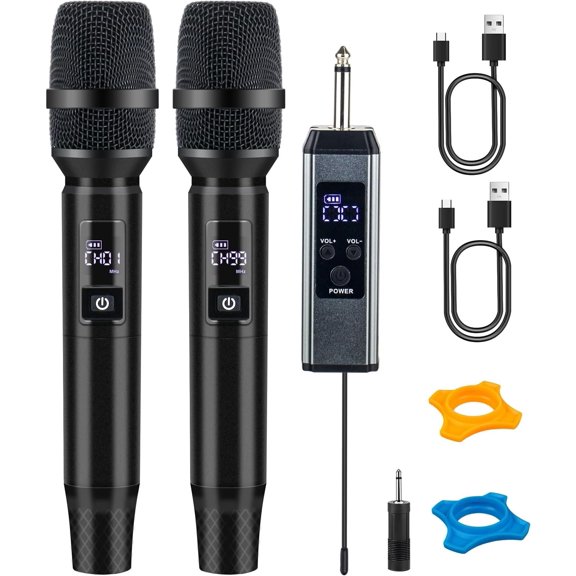Karaoke Microphone, Handheld Mic with 2.4G Signal Chip, 260FT Range, 40H Rechargeable , DSP Noise Cancelling, 99 Channels for Singing, Party, Church