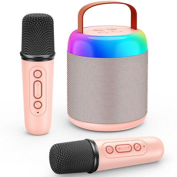Karaoke Microphone for Kids, Mini Karaoke Machine with 2 Microphones, Portable Bluetooth Speaker Microphones for Adults, Gifts for 3 4 5 6 7 8+ Year Old Girls Boys