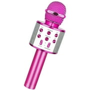 Karaoke Microphone Wireless Bluetooth 3-in-1 Portable Handheld Karaoke Speaker for Kids & Parties, Hot Pink