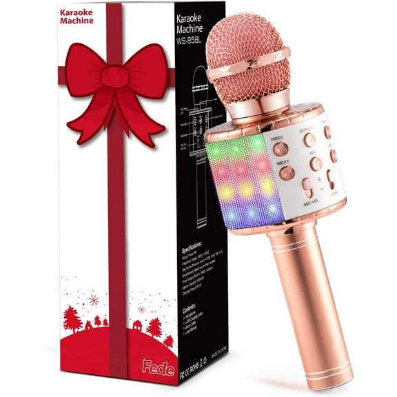 Karaoke Microphone, Wireless Bluetooth Microphone for Children, Funny Gifts, Toy for Teenagers, Girls, Boys, Portable KTV Speaker Recorder for iPhone/Android/iPad/PC