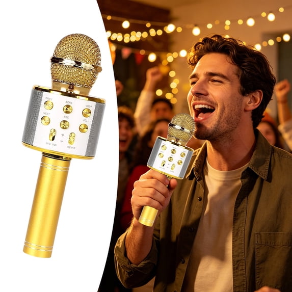 Karaoke Microphone Wireless,Bluetooth Microphone,Rechargeable Portable Microphone,Bluetooth Microphone for Speaker,Handheld Karaoke Mic Speaker Machine Home Party Birthday for All Smartphones Pc
