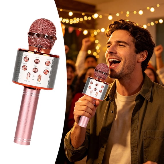 Karaoke Microphone Wireless,Bluetooth Microphone,Rechargeable Portable Microphone,Bluetooth Microphone for Speaker,Handheld Karaoke Mic Speaker Machine Home Party Birthday for All Smartphones Pc