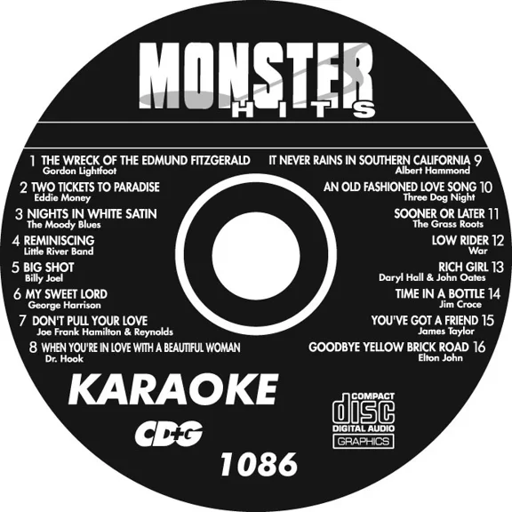Karaoke Monster Hits Cd+G Classic Pop Hits #1086