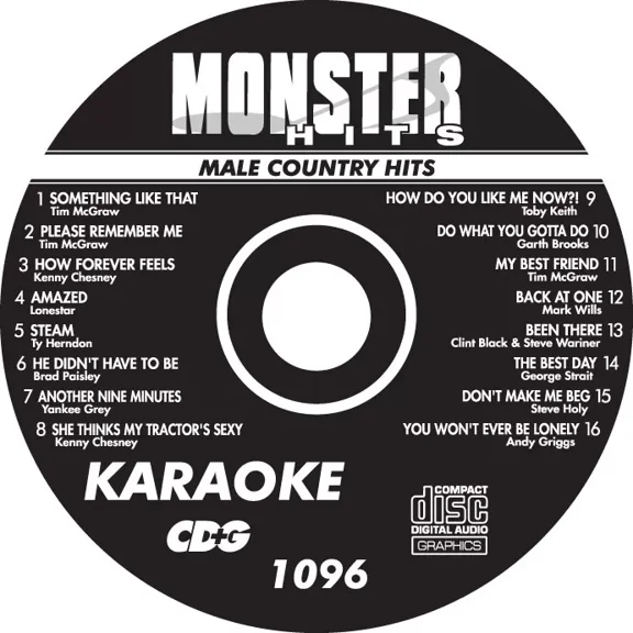 Karaoke Monster Hits Cd+G Male Country Hits #1096