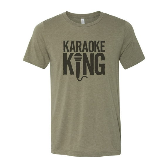 "Karaoke Shirt, Karaoke King, Singer Gift, Men's Karaoke Shirt, Music Apparel, Gift For Him, Karaoke Tshirt, Funny Men's Shirt, Singing Tee, Heather Olive, SMALL"