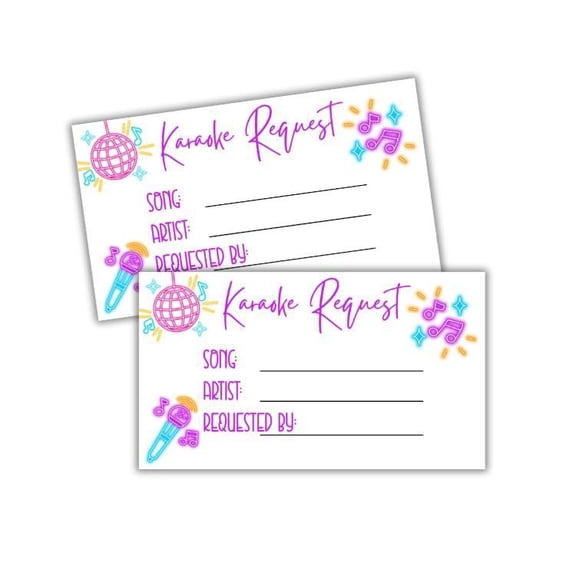 Karaoke Song Request Slips Cards 50pk 2x3.5 Simple Ticket Bars Party DJ Wedding Fill Out Event Planning Live DJ Submission Song Queue