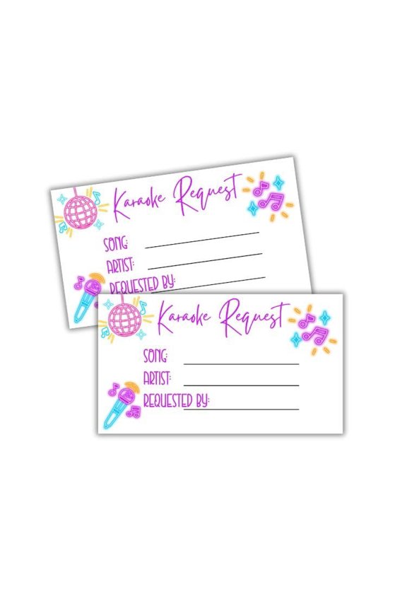 Karaoke Song Request Slips Cards 50pk 2x3.5 Simple Ticket Bars Party DJ Wedding Fill Out Event Planning Live DJ Submission Song Queue
