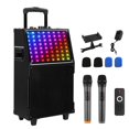 thumbnail image 1 of Karaoke Speaker, 8in 40W Portable Bluetooth Karaoke Machine with 2 Wireless Microphones, LED Disco Light for Adults Kids and Families Home Party, Supports TWS/FM/AUX/USB/TF (Black), 1 of 7