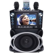 Karaoke USA GF840 Complete Bluetooth Karaoke System - 35 Watt Power Output includes 2 Microphones, Remote Control, 7  Color Screen, Record Function. Plays DVD/CDG/MP3G / USB /SD