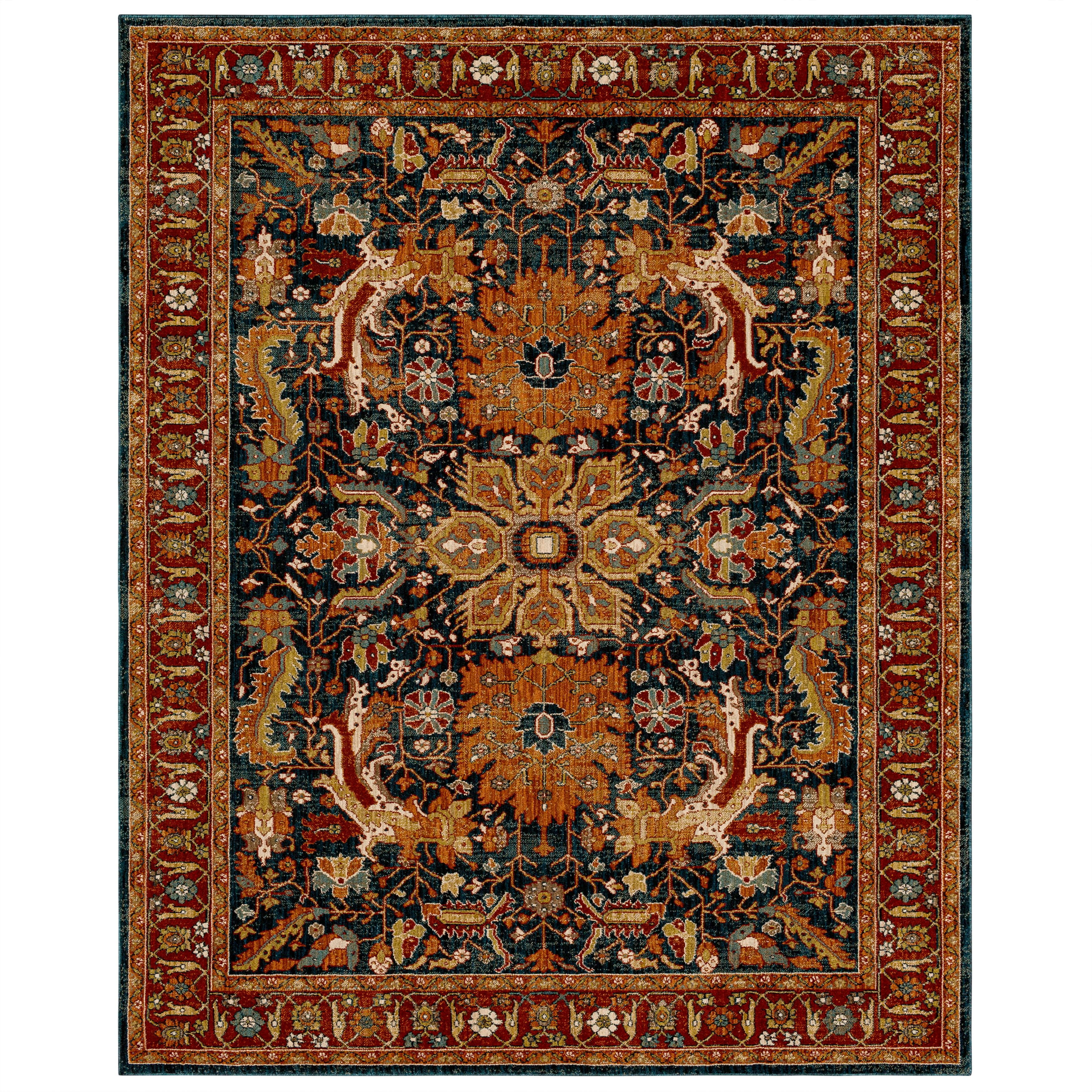 Elegant Sapphire Blue 9' x 12' Reversible Synthetic Area Rug
