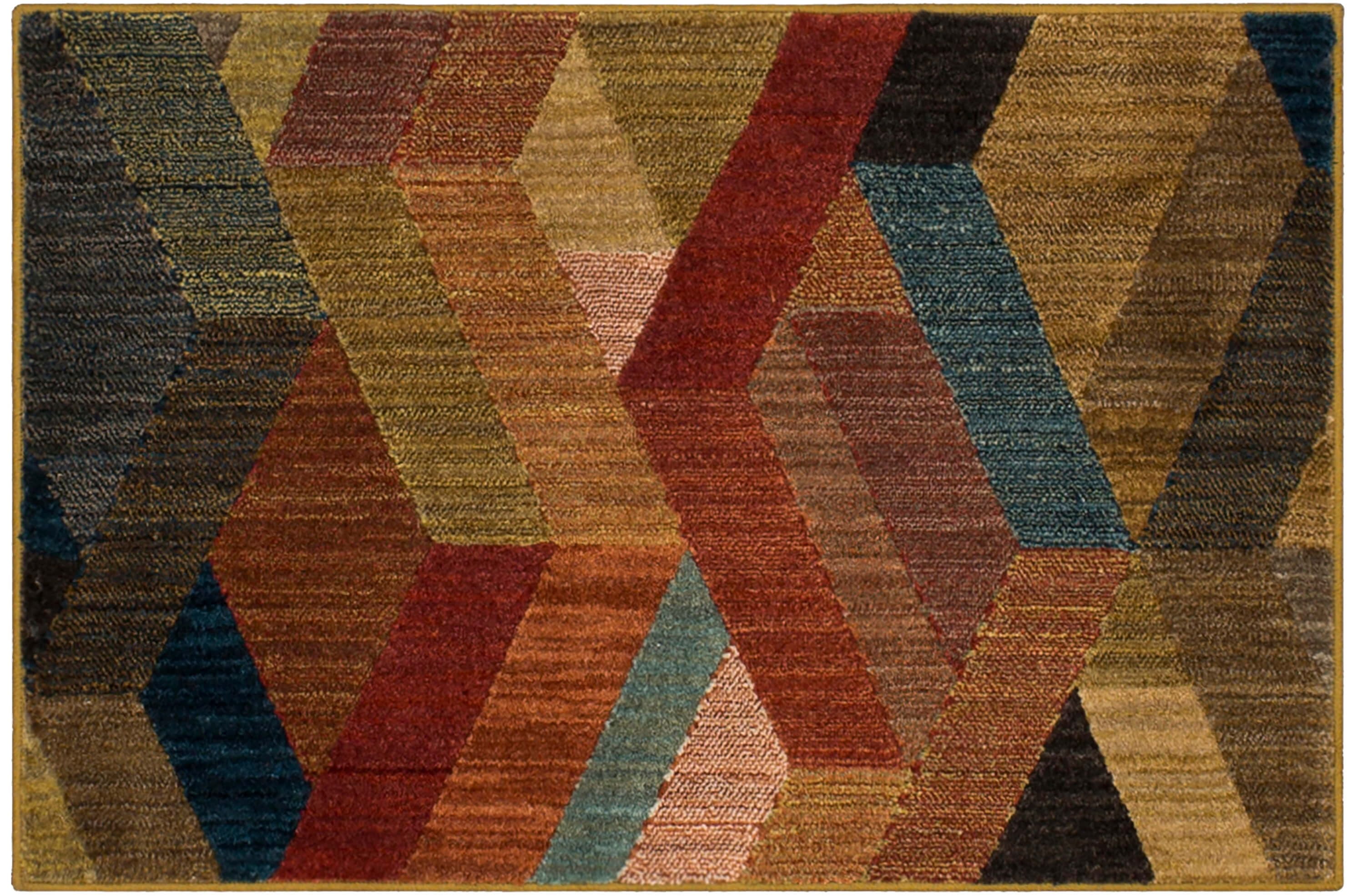 EverStrand Geometric Blue 2' x 3' Synthetic Area Rug
