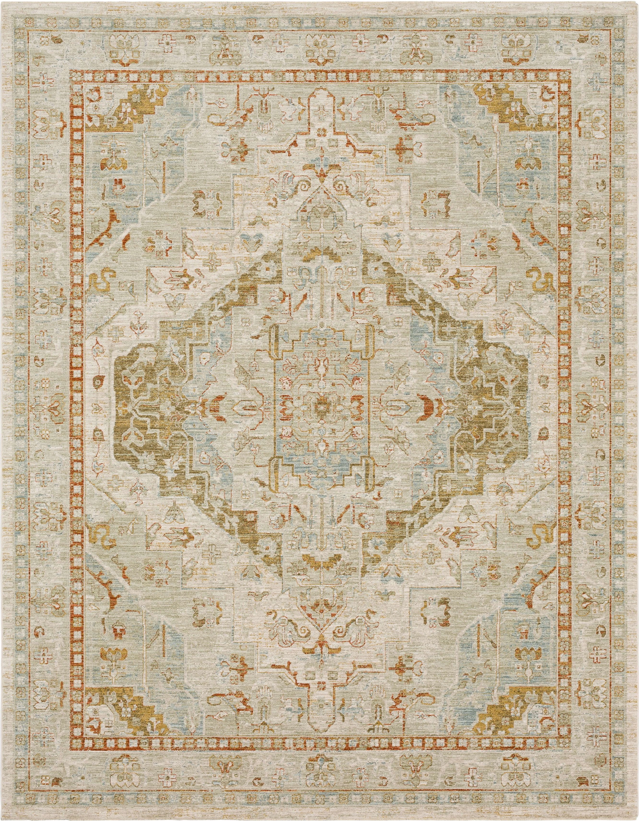 Adalia Kumra Cream Traditional 10' x 14' Synthetic Area Rug