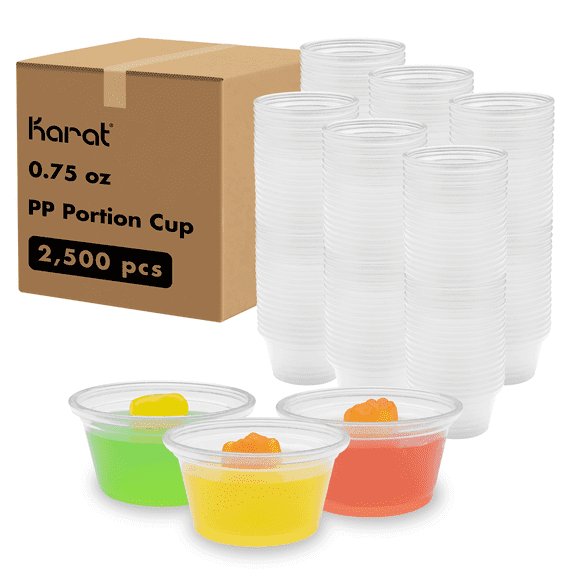Karat 0.75 oz PP Plastic Portion Cups, Clear - 2,500 pcs