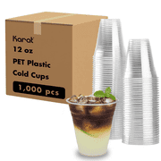 Karat [1,000 Pack - 12oz] Clear Plastic Cups, PET Cups (98mm), C-KC12