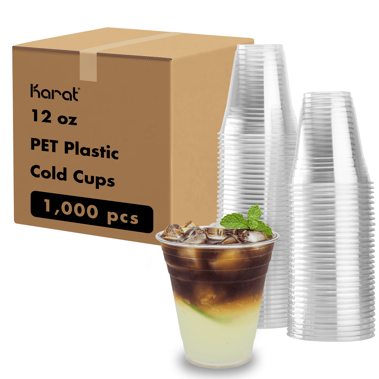 PET Cold Cups, 12 oz, Clear, 1,000/Carton PET Cold Cups, 12 oz, Clear, 1,000/Carton