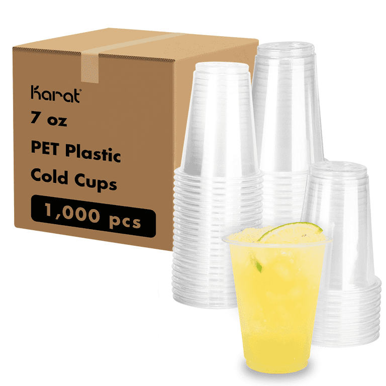 PET Plastic Cups, 7 oz, Clear, 1,000/Carton PET Plastic Cups, 7 oz, Clear, 1,000/Carton