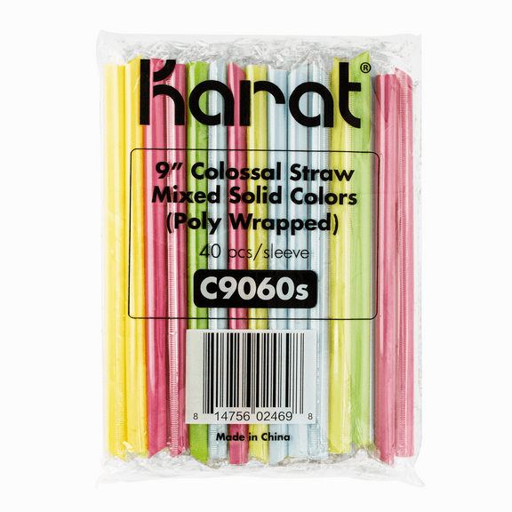 Karat [1,600 ct] Individually Wrapped Jumbo Boba Straws (10mm), 9” Christmas Straws, Assorted Solid Colors