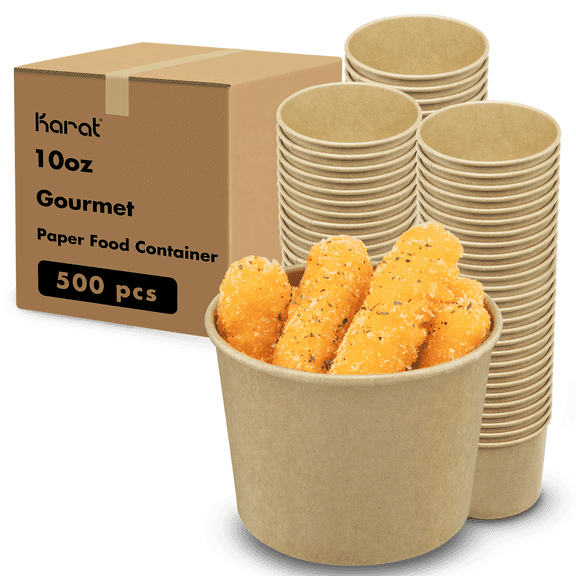 Karat 10/12oz Gourmet Paper Food Container, Kraft (96mm) - 500 pcs