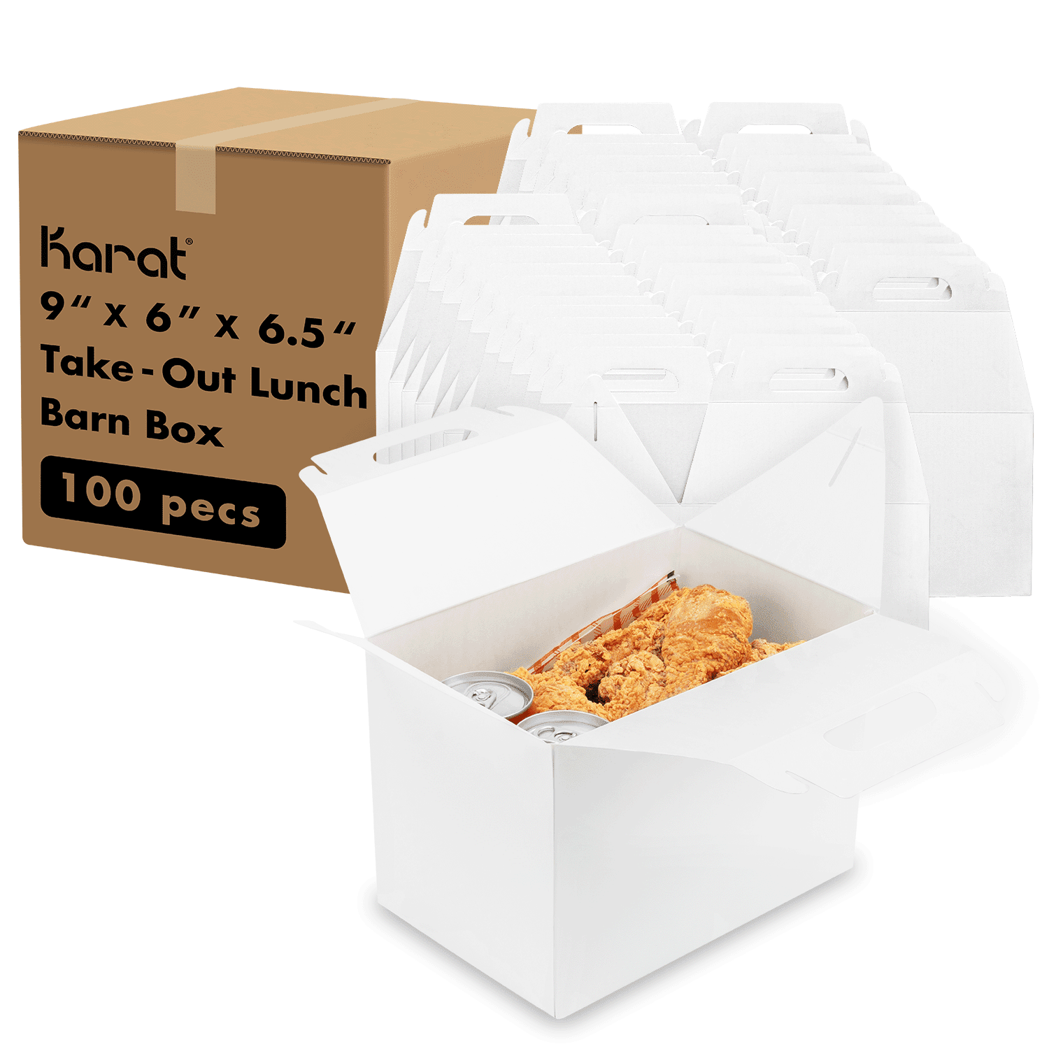 Karat [100 ct] Take-Out Meal Barn Box, White - Walmart.com