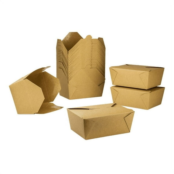[160 ct] Karat Kraft Take Out Containers #4 | 110 fl oz Fold-To-Go Paper Food Boxes