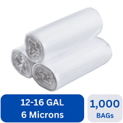 Karat 12-16 Gallon Trash Bags | 6 Microns | Clear High Density Garbage Can Liners | (24" x 33") 1,000 ct