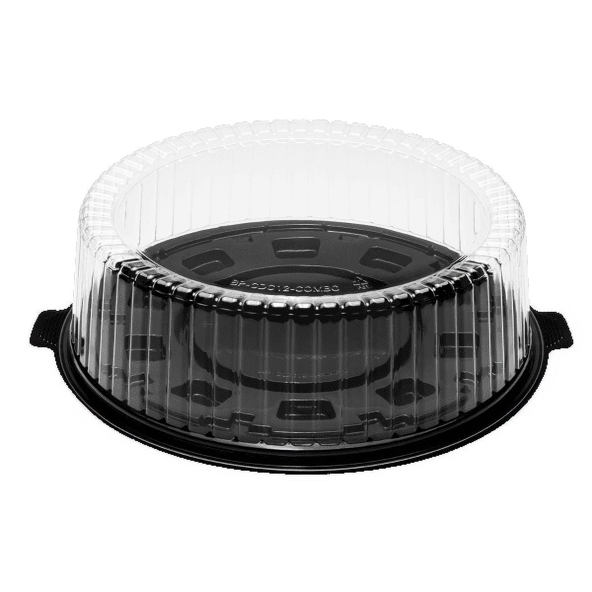 Karat 12'' PET Black Cake Display Container & Cupcake Carrier, Durable ...