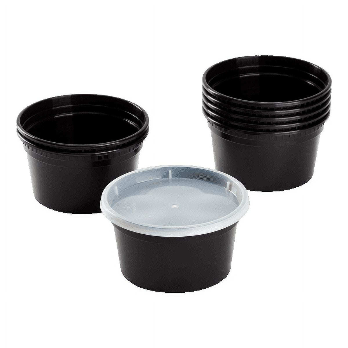 Karat 12 oz Black PP Injection Molded Round Deli Containers with Lids