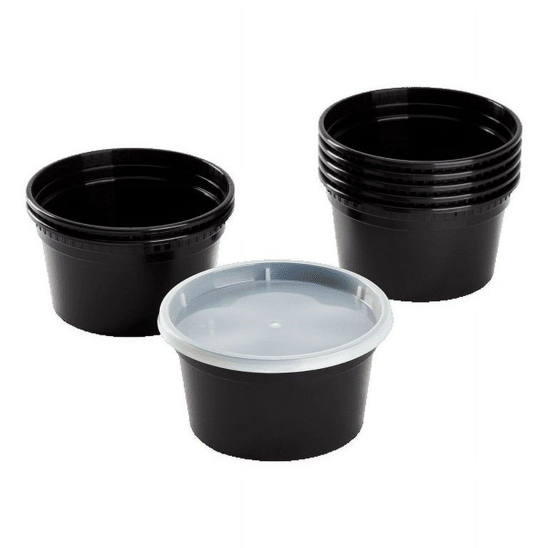 Karat 12 oz Black PP Injection Molded Round Deli Containers with Lids - 240  ct