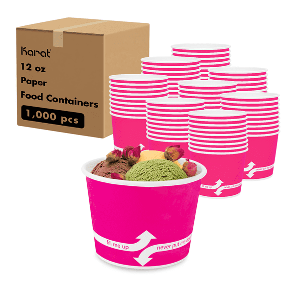 Karat 12oz Food Containers - Pink (100mm) - 1,000 ct