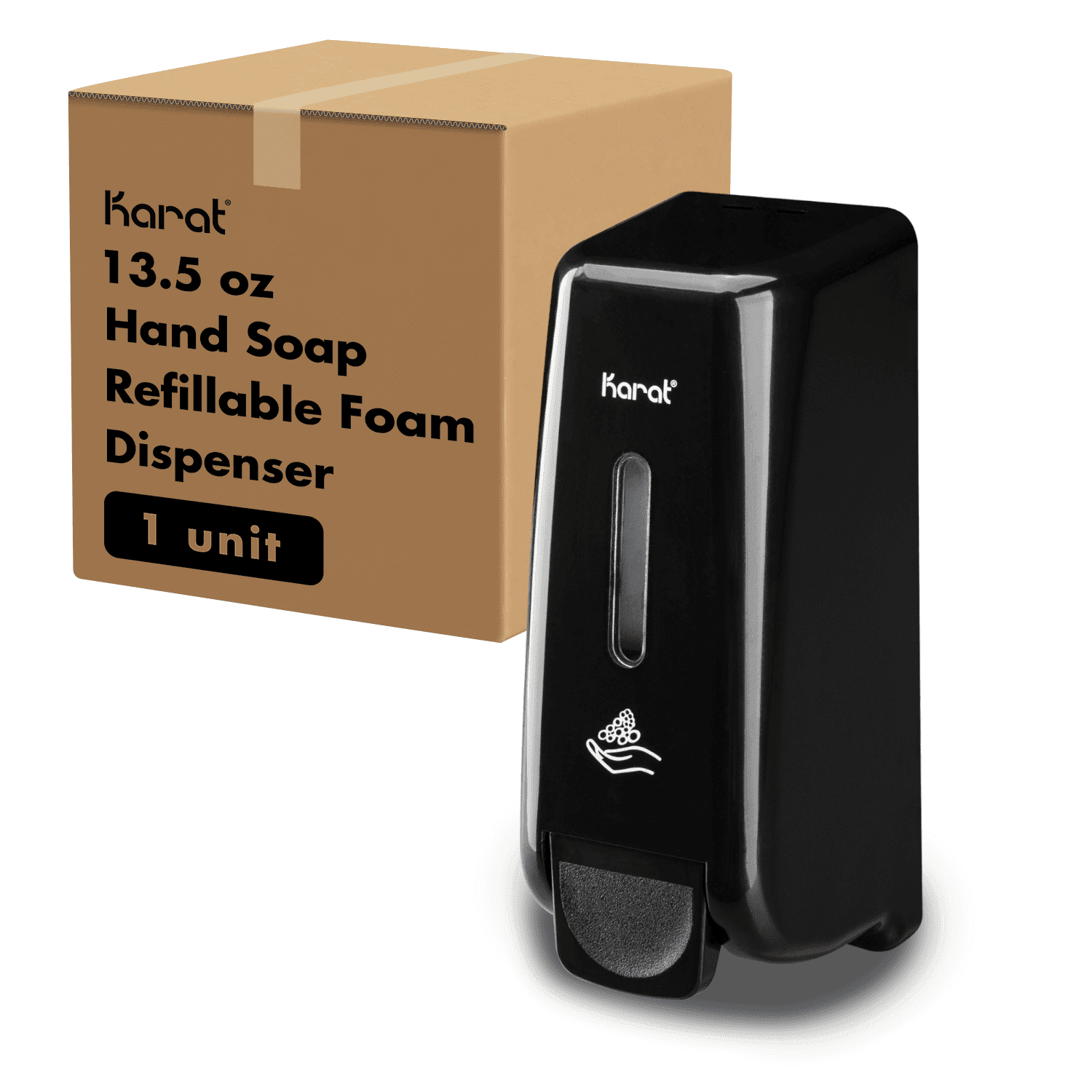 Karat 13.5oz Foaming Hand Soap Dispenser, Stand/Wall Mount, Black - 1 ...