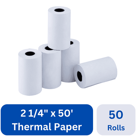 Karat [50 Rolls] 2 1/4" x 50' Thermal Paper Rolls | For Printing Machine, Calculator, Thermal Printer Paper, Receipt Paper Tape
