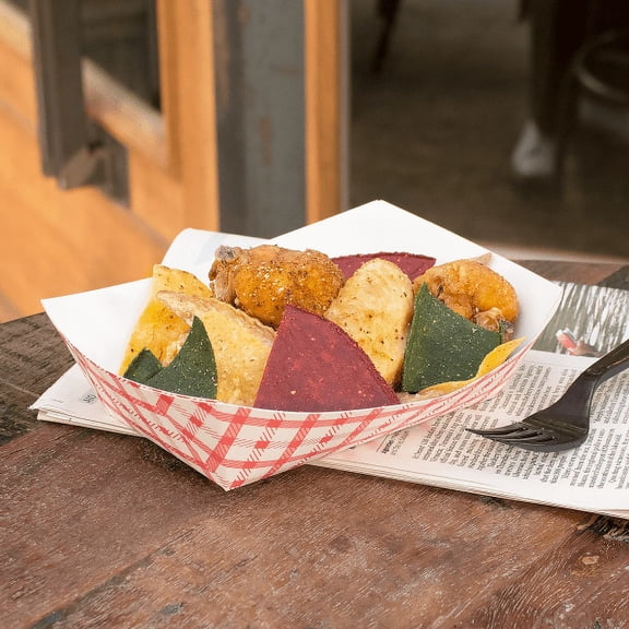 Karat [2.5 lb - 500 Pack] Paper Food Boat, White and Red Nacho Tray (FP-FT250G)