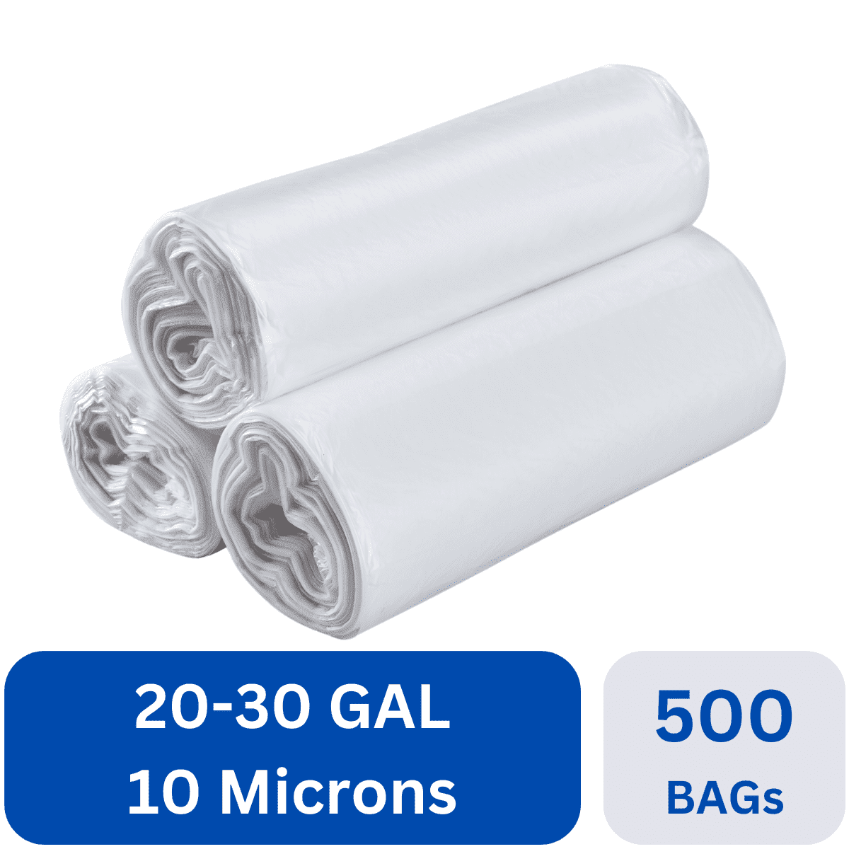 Karat 20-30 Gallon Trash Bags | 10 Microns | Clear High Density Garbage Can Liners | (30" x 37") 500 ct