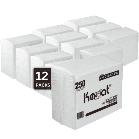 Karat [3,000 ct] Dinner Napkins 1-Ply | 7.5" x 4.25" White Party Napkins (15" x 17" Unfolded)