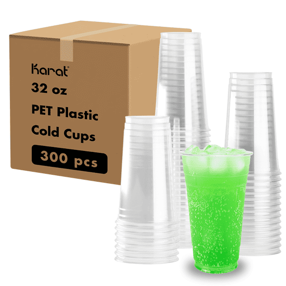 Karat [300 ct] - 32oz Clear Plastic Cups, PET Cups (107mm), C-KC32