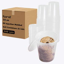 Karat 32 Oz Recyclable Polypropylene Deli Containers w/ Lids (Pack of 240)
