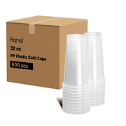Karat 32oz Clear PP Cups - BPA-Free, Sturdy PolyPro Plastic Cups for Cold Beverages, Ideal for Parties and Events (Pack of 600)