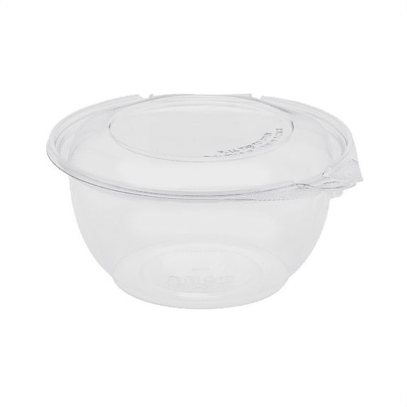 Karat 32oz PET Plastic Tamper Resistant Hinged Salad Bowl with Dome Lid - 240 sets