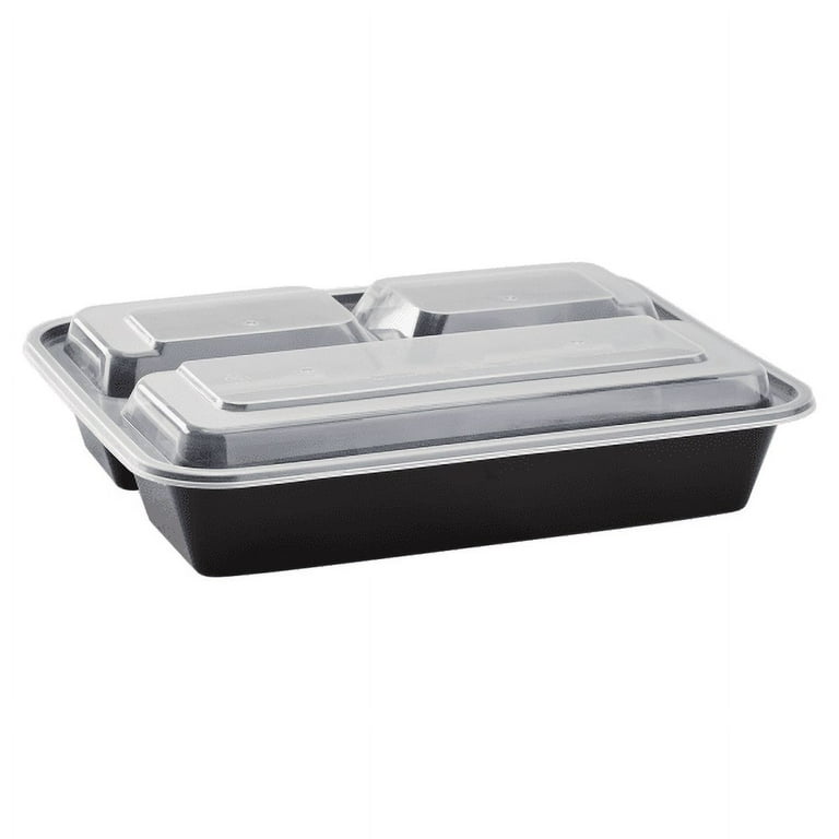 Squatz 100 Microwavable Food Container - 33oz Black Rectangular Meal Box  Storage with Lids (Black)