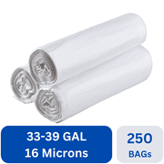Karat 33-39 Gallon Trash Bags | 16 Microns | Clear High Density Garbage Can Liners | (30" x 40") 250 ct