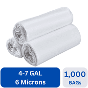 Karat 4-7 Gallon Trash Bags | 6 Microns | Clear High Density Garbage Can Liners | ( 24" x 24") 1,000 ct