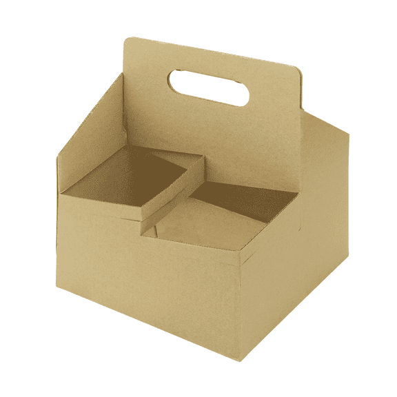 Karat 4 cup Kraft Paperboard Carrier with Handle for 12-32 oz cup - 200 pcs