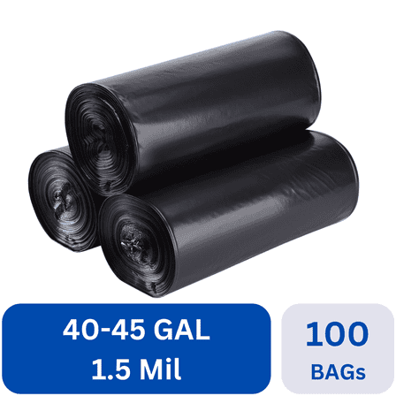 Karat 40-45 Gallon Trash Bags | 1.5 Mil | Black Heavy Duty Garbage Can Liners | (40” x 46”) 100 ct