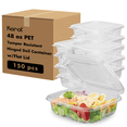 thumbnail image 1 of Karat 48oz PET Tamper Resistant Hinged Deli Container w/Flat Lid, Rectangular - 150 pcs, 1 of 7