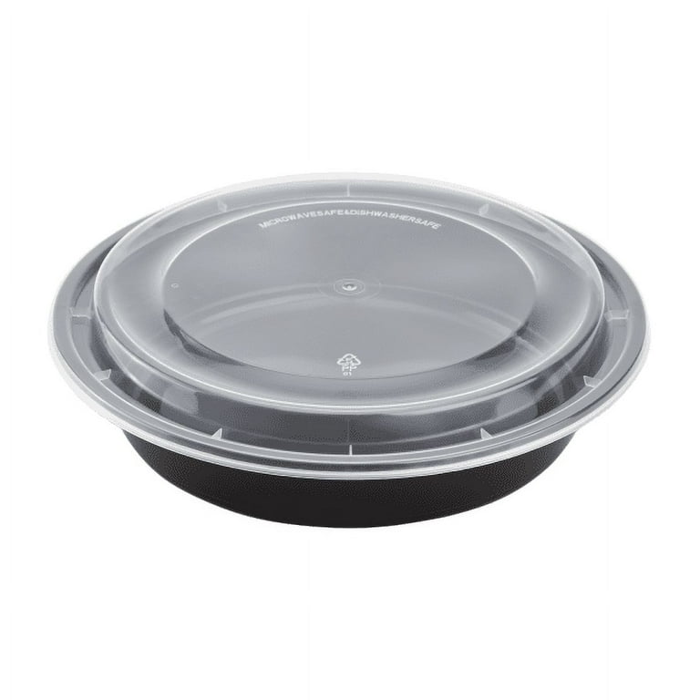 Karat 48oz PP Microwavable Round Food Containers Lids - Black - 150 ct